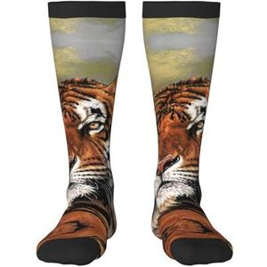 Leuke tijger volwassen grappige 3d sokken crew sokken nieuwigheid sokken gag geschenken, zachte gezellige sokken., 2 Zwart-1, Eén Maat