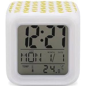 Leuke Gele Eendjes Digitale Wekker voor Slaapkamer Datum Kalender Temperatuur 7 Kleuren LED Display