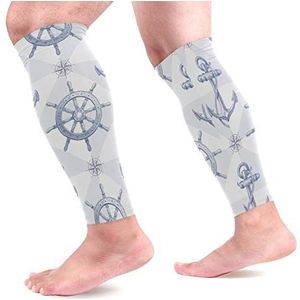 EZIOLY Zeeanker Sport Kalf Compressie Mouwen Been Compressie Sokken Kalf Guard voor hardlopen, Fietsen, Moederschap, Reizen, Verpleegkundigen