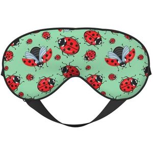 Rode lieveheersbeestjes op een blauwe achtergrond afdrukken all-Occasion Sleep Eye Mask met dubbele zijden verstelbare riem perfect voor diensten en reizen