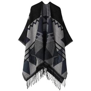 UBOHUZ Kasjmier Poncho Vrouwen Man Jacquard Sjaal Winter Warme Sjaal Cape Deken Stola Mantel Voor Lente Herfst Winter, Balck02, One size