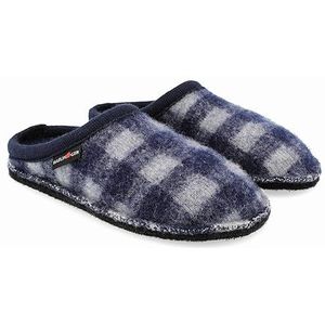 HAFLINGER Flair Plaid pantoffels van gewalkte wol, Ocean 276, 46 EU