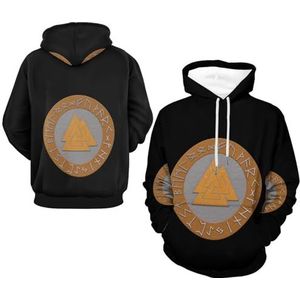 Nordic Viking Art Sweatshirt, Lente Herfst Nieuwigheid Buitensport Pullover, Losse Hiphop-hoodies met Ronde Hals(Valknut,5XL)