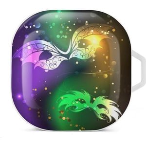 Glowing Eyemasks Earbuds Case Compatibel met Samsung Hard Shell Beschermhoes Wit-Stijl