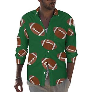 Rugby American Football Heren Revers Shirt Lange Mouw Button Down Print Blouse Zomer Pocket Tees Tops 2XL