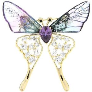 Transparante vlinder voor vrouwen ontwerper blauw groen zirkonia insect partij broche pin sieraden geschenken-licht geel goud kleur