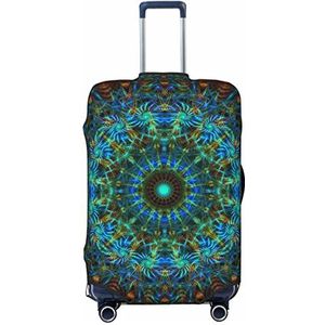 KOOLR Abstract-Blauw-Goud-Mandala Afdrukken Koffer Cover Elastische Wasbare Bagage Cover Koffer Protector Voor Reizen, Werk (45-81 cm Bagage), Zwart, Small