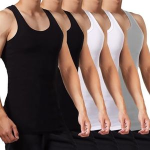 FALARY - Onderhemd - Zwart - 5-pack - Heren Tanktop - Gekamd Fijn Gib Katoen