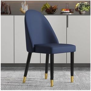 JAVYPPT Moderne eetkamerstoel uit het midden van de eeuw woonkamerstoelen keukenstoel zijstoelen faux lederen accentstoelen ijdelheid loungestoel met rugleuning voor thuis keuken slaapkamer (blauw)