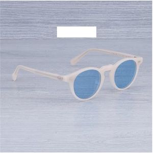 Vintage zonnebril for dames transparant acetaat retro ronde gepolariseerde zonnebril heren (Kleur : As Pictures, Size : Amber Green 45)