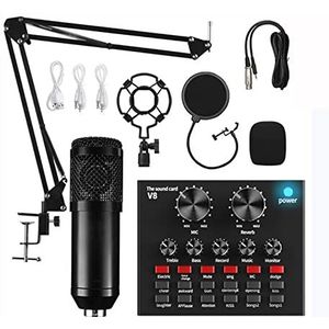 Complete podcastkit, Professionele Audio V8 Geluidskaart Set Mic Studio Condensator Microfoon for Podcast Opname Live Streaming(B)