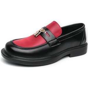 Heren Loafers Instappers Formele Oxford Mode Klassiek Banket Casual Zakelijk Formeel Schoenen,Rood,38 EU