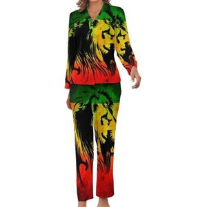 Lion Reggae Jamaica damespyjamaset, bedrukte pyjamaset, nachtkleding pyjama, loungewear sets XL