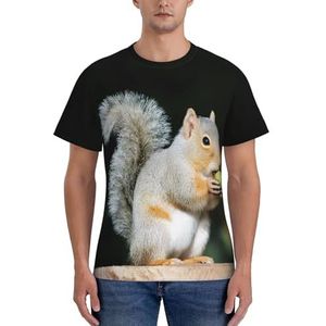 Heren T-shirt schattige eekhoorn - slanke ronde hals vochtafvoerend atletisch T-shirt, korte mouwen gym workout top, 3 D, S