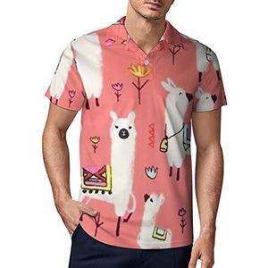Llama golfpoloshirt voor heren, zomer, korte mouwen, casual, sneldrogend, XL