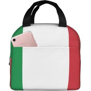 SUHNGE Geïsoleerde lunchtas met Italiaanse vlag en print, Rolltop lunchbox draagtas voor vrouwen, mannen, volwassenen en tieners