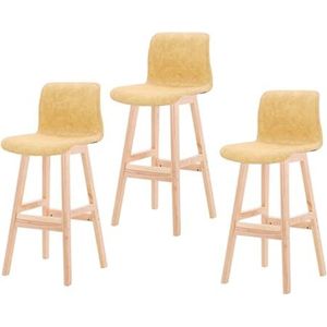 Barkrukken, Moderne Barkrukken 3-delige Set, Zwart Massief Houten Frame Barstoelen, Geschikt For Keuken, Lounge, Bar, Kantoor, Enz (Color : Yellow, Size : Sitting Height-62cm)