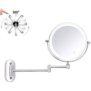 KHVHVS Kapspiegel met verlichting vergroting, verstelbare en uitschuifbare badkamer scheerspiegel, draaibare monteerbare make-upspiegel (maat: 5x)