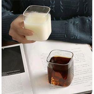 2x Vierkant Drinkglas - 250ml Drink Glazen - Glas Drinkglazen