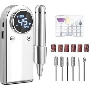Elektrische nagelboor, Professionele elektrische nagelboormachine, draagbare oplaadbare 45000 RPM nagelboor for acrylgelnagels, manicurepolijstgereedschap Gemakkelijk te gebruiken, voor acryl- en gell