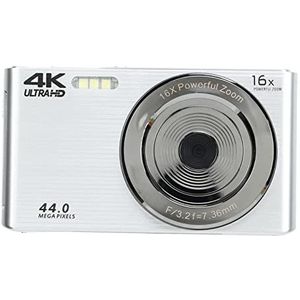 4K Digitale Camera, 16x Digitale Zoom 44MP Vlog-camera, 2,8 Inch Scherm, Ingebouwd Invullicht, Ondersteuning voor USB-gegevensoverdracht, Anti-shake, voor Beginners en Kinderen (Zilver)
