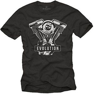MAKAYA Cadeaus Voor Motorrijders - Biker Evolution T-Shirt Motorfiets Motor - Zwart Met Opdruk L