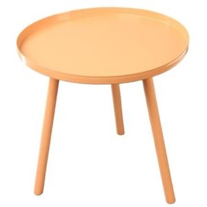 Woonkamer Klein Bijzettafeltje Bijzettafel Kleine Ronde Tafel Ijzeren Plaat Houten Poot Kleine Bijzettafel Moderne Bank Nachtkastje Kleine Salontafel Klein Bijzettafeltje(Orange)