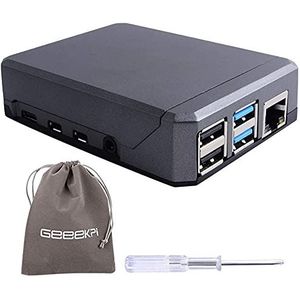 GeeekPi Argon Neo Aluminium behuizing met passieve koeling, metalen behuizing voor Raspberry Pi 4 met koellichamen, metalen behuizing voor Raspberry Pi 4B (zwart)