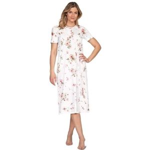 e.Femme® Kate 2348 nachthemd voor dames, korte mouwen, 100% katoen, wit/roze, 50