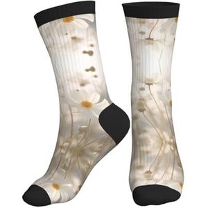 XTYGETY Witte Blossom1 Print Mid-Crew Atletische Sokken Voor Mannen Ademende Sokken Sport Sok Voor Running Vrouwen Sok, Zwart, One size