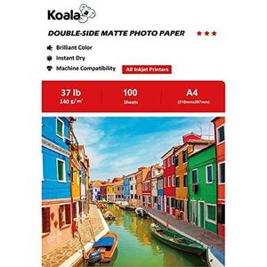 KOALA Dubbelzijdig Mat Inkjet Fotopapier A4, 140 g/m², 100 vellen, voor alle inkjetprinters