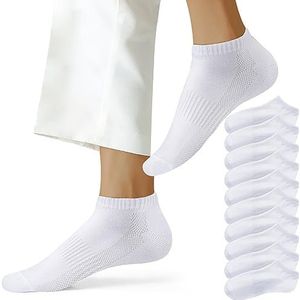 NUOZA 10 paar sneakersokken voor dames en heren, katoen, zwart, wit, grijs, korte halfsokken, uniseks, 10 x wit, 35/38 EU