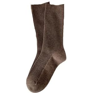 YIJIANUO Retro Vrouwen Sokken Japanse Stijl Herfst Nieuwe Effen Kleur Warm Thuis Eenvoudige Crew Sokken Meisjes Ademend Casual Gestreepte Losse Sokken, Koffie, One size