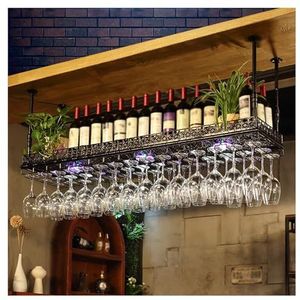 Plafond Wijnglasrek, Wijnglas Droogrek, 11,81""-23,62"" In Hoogte Verstelbare Hangende Wijnhouderkast, Hangend Wijnglasrek For Thuis En Bar (Color : Black, Size : 80cm)