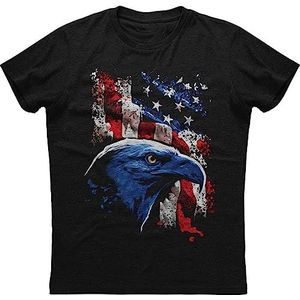 American Icon Bald Eagle and Flag Patriotic, Military Men's Black T-Shirt Black T-shirts & overhemden(Medium)
