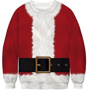 keepmore Heren kersttrui sweatshirts 3D kerstman bedrukt lange mouw ronde hals grappige kerst trui T-shirt, #2, XL