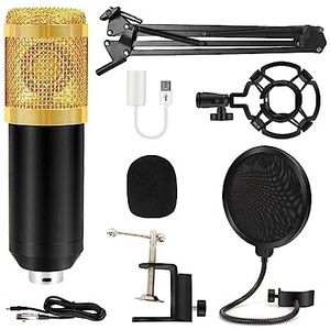 Geluidskaartset, Condensatormicrofoon met ophanging, schaararm, cardioïde microfoon met V8-geluidskaart for het opnemen van zang(Only case)