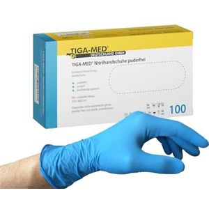 Tiga-Med Nitril handschoenen blauw poedervrij wegwerphandschoenen van nitril 100 stuks maat: medium wegwerphandschoenen zonder latex