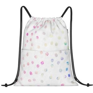 EgoMed Trekkoord Rugzak, Rugzak String Bag Sport Cinch Sackpack String Bag Gym Bag, Iriserende Confetti Dots Wit Ontwerp, zoals afgebeeld, Eén maat