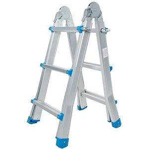 TREPPE Scharnierladder, opvouwbaar, telescopisch, multifunctioneel, aluminium, 4 x 3 treden, 2,86 m