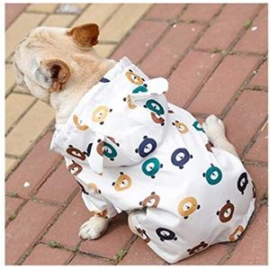 Homeilteds Huisdier hond regenjas mopshond Franse Bulldog kleding waterdichte kleding voor hond regenjas poedel Bichon Schnauzer Welsh Corgi regenjas zacht (kleur: wit, maat: S.)