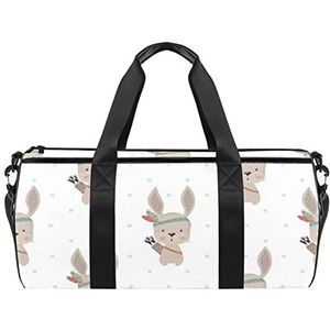Flamingo zomer reistas sporttas met rugzak draagtas gymtas voor mannen en vrouwen, Grappig Konijn, 45 x 23 x 23 cm / 17.7 x 9 x 9 inch