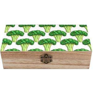 Groene broccoli houten ambachtelijke opbergdozen met deksels aandenken schat sieradendoos organizer