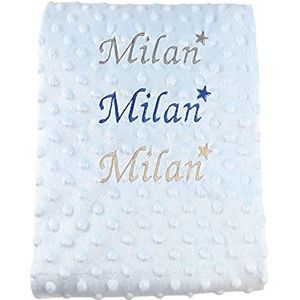 Babydeken met naam geborduurd (blauw)