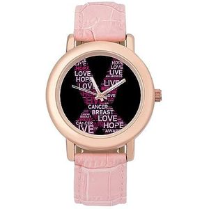 Borstkanker Bewustzijn Live Roze Lint Horloges Voor Vrouwen Mode Sport Horloge Vrouwen Lederen Horloge