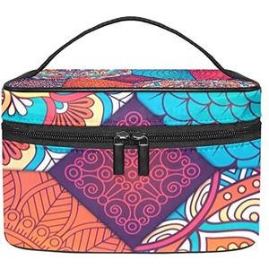 Mandala make-up organizer tas, reismake-up tas organizer case draagbare cosmetische tas voor vrouwen en meisjes toiletartikelen, Meerkleurig, 22.5x15x13.8cm/8.9x5.9x5.4in