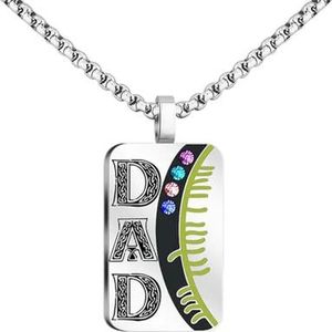 DAD 12 geboortesteen Rhinestone kettingen Dog Tag hanger cadeau voor vader verjaardag verjaardag sieraden roestvrij staal mannen nek.