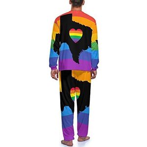 Texas Kaart LGBT Gay Pride Heren Pyjama Sets Nachtkleding Lange Mouw Top En Broek Tweedelige Loungewear