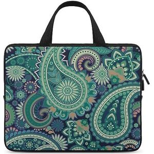 Groene Paisley Laptoptas Duurzaam Waterdicht Notebook Draagtas Computer Tas Aktetas 12 inch