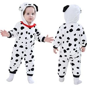 Doladola Schattig baby rompertje Flanel Dier Hooded Jumpsuits Baby Outfit baby outfit for Halloween and Home(Dalmatiërs, 3-6 maanden)